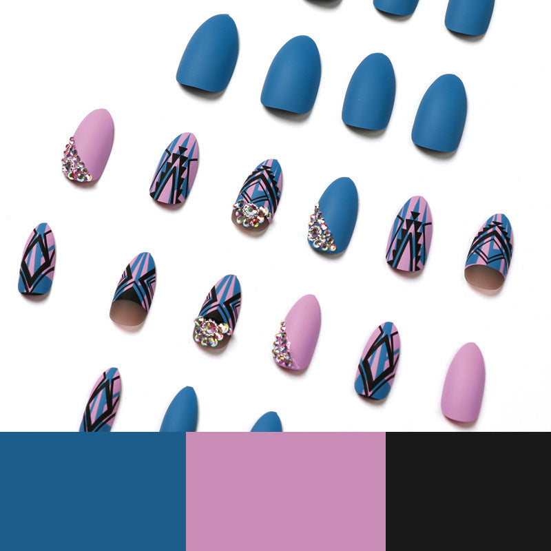 Black Rhinestone Love Press On Stiletto Nails