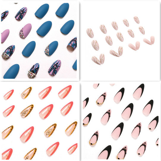 Black Rhinestone Love Press On Stiletto Nails