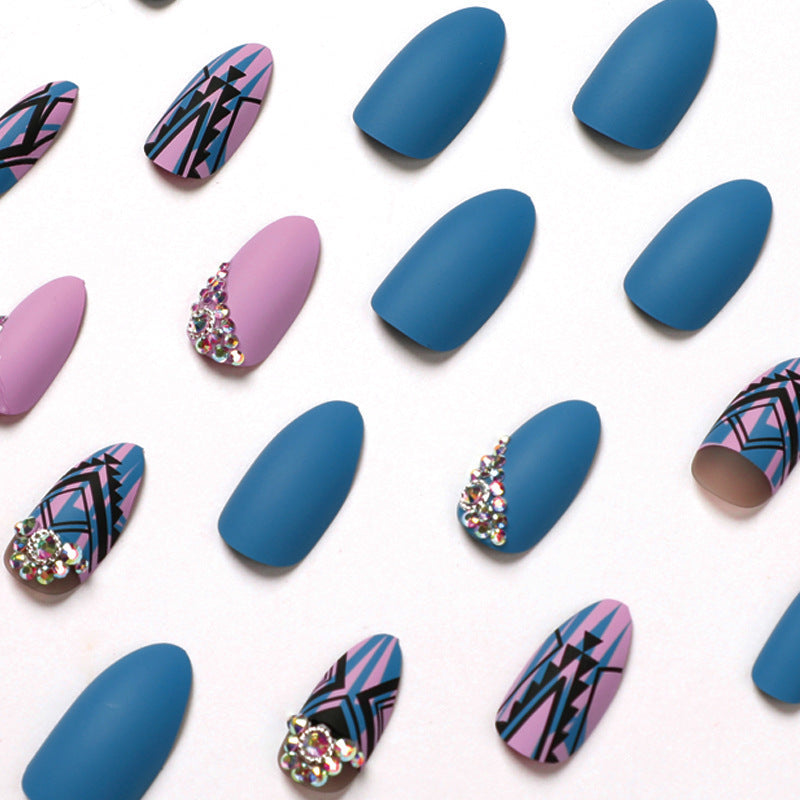 Black Rhinestone Love Press On Stiletto Nails