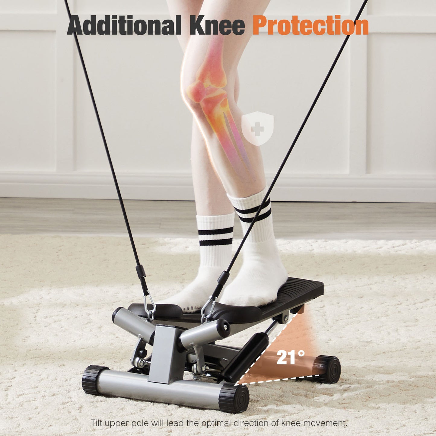 Mini Stepper for Home Workout- Stair stepper Machine with Resistance Bands, Full Body Cardio and Toning Fitness Equipment for Small Spaces