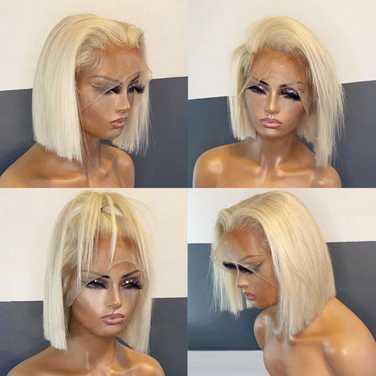 613 Blonde Bob Wig Short Straight Human Hair Wig For Women