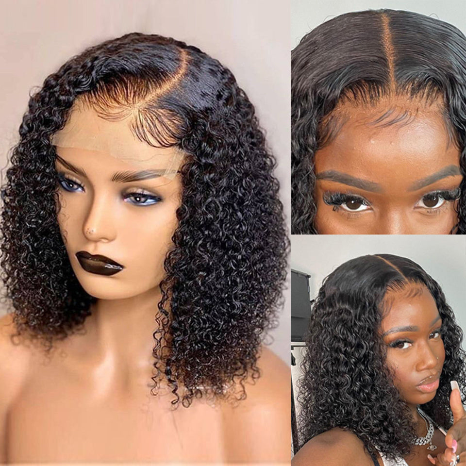 Deep Water Wave Lace Frontal Human Hair Wig Transparent Curly