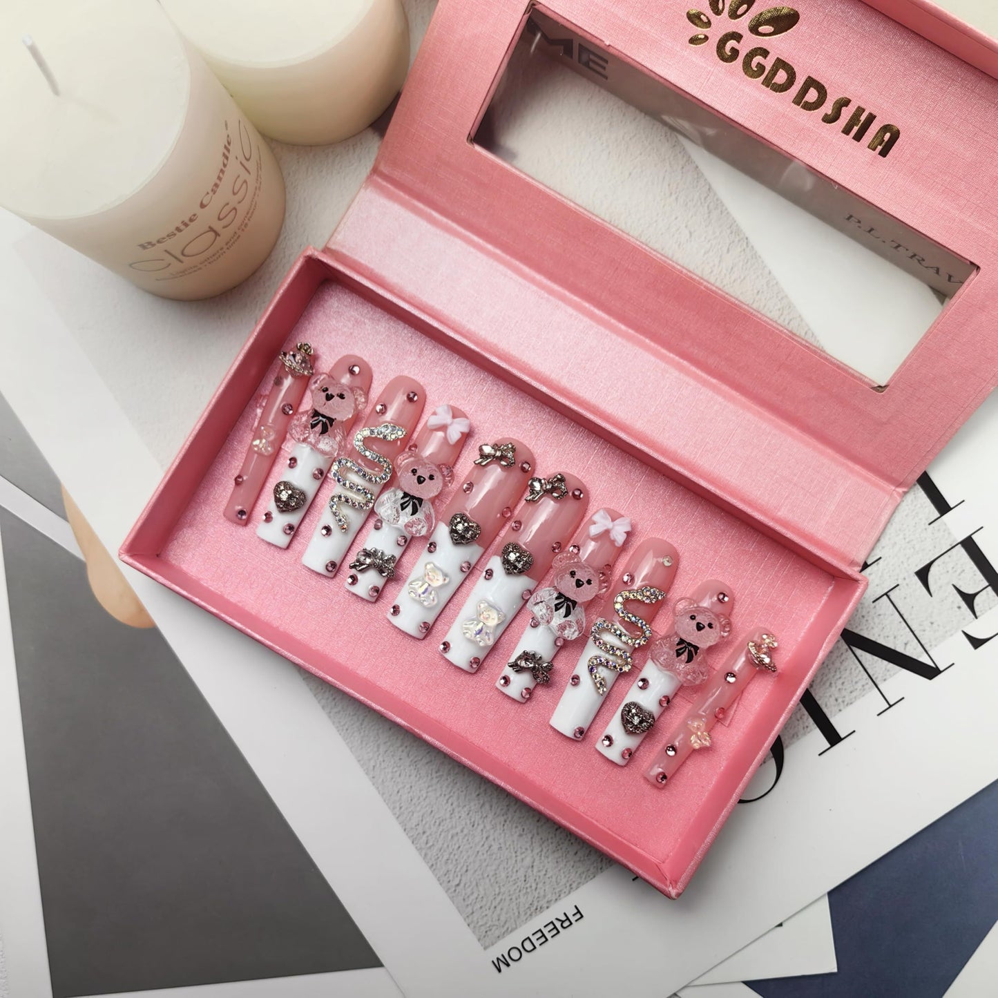 Acrylic Press On Nails StunningBling Nails, Rhinestone Fake Nails, Glitter Rhinestone NailsGradient  Fake NailsEnchanted Duo