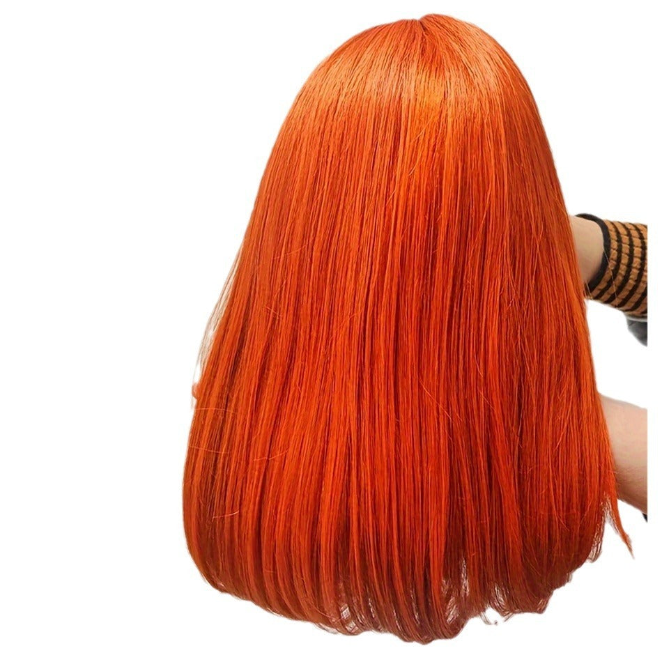 Straight Ginger Orange Bob Wig Human Hair13x4