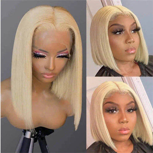 613 Blonde Bob Wig Short Straight Human Hair Wig For Women