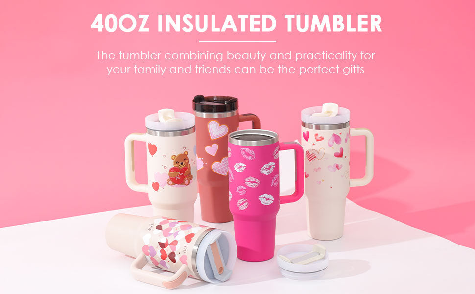40 Oz Tumbler With Handle Straw Insulated, Stainless Steel Spill Proof Vacuum Coffee Cup Tumbler With Lid Tapered Mug Gifts Suitable For Car Gym Office Travel