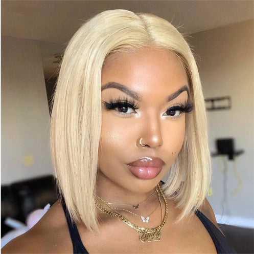 613 Blonde Bob Wig Short Straight Human Hair Wig For Women