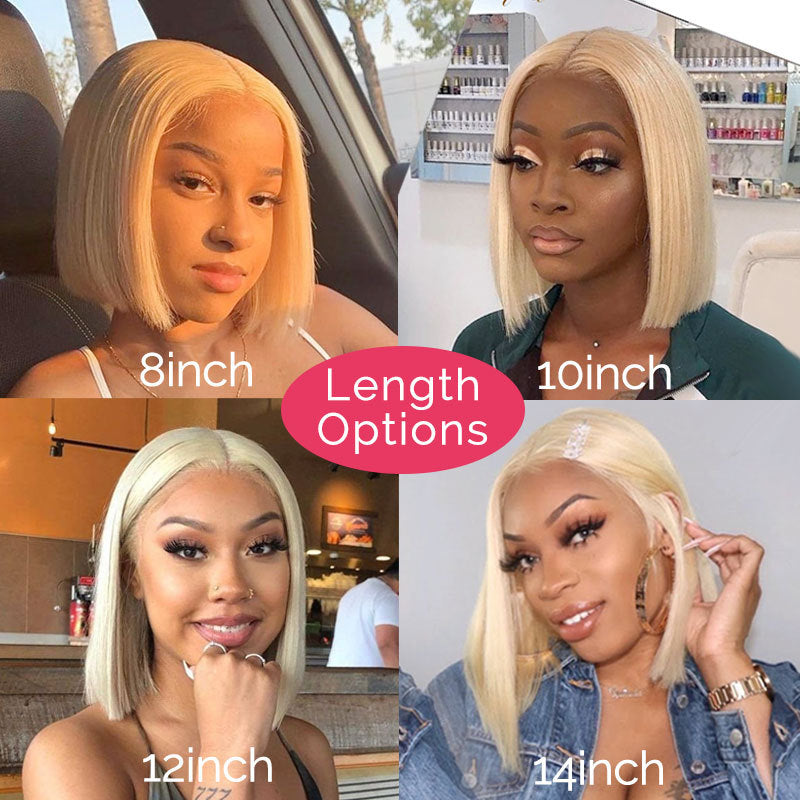 613 Blonde Bob Wig Short Straight Human Hair Wig For Women