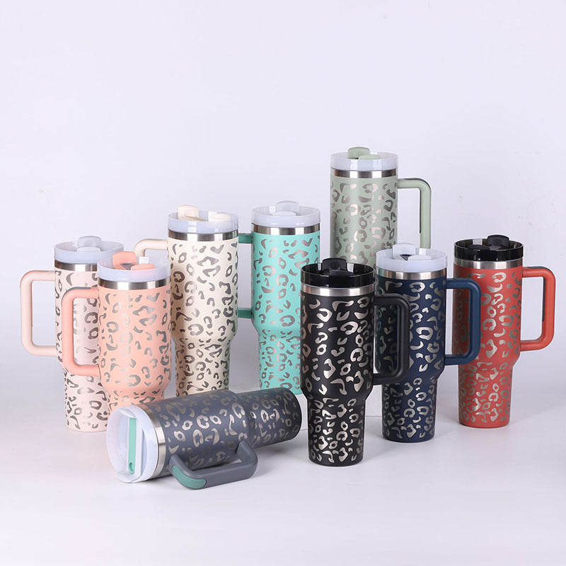 40 Oz Tumbler With Handle Straw Insulated, Stainless Steel Spill Proof Vacuum Coffee Cup Tumbler With Lid Tapered Mug Gifts Suitable For Car Gym Office Travel