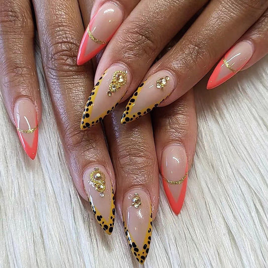 Black Rhinestone Love Press On Stiletto Nails