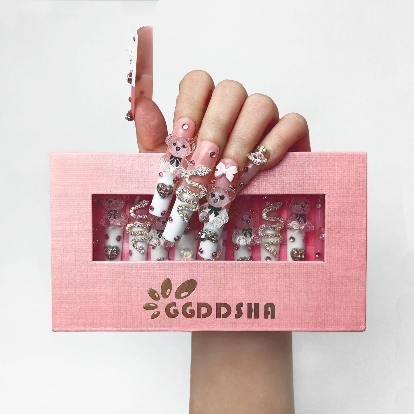 Acrylic Press On Nails StunningBling Nails, Rhinestone Fake Nails, Glitter Rhinestone NailsGradient  Fake NailsEnchanted Duo