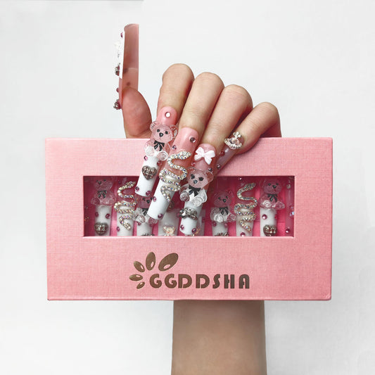 Acrylic Press On Nails StunningBling Nails, Rhinestone Fake Nails, Glitter Rhinestone NailsGradient  Fake NailsEnchanted Duo
