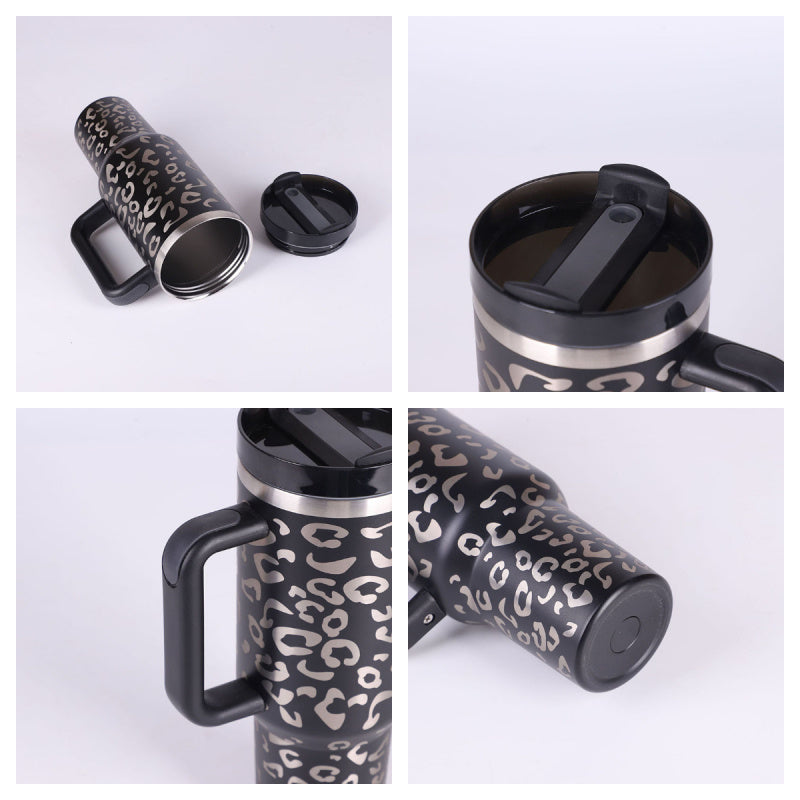 40 Oz Tumbler With Handle Straw Insulated, Stainless Steel Spill Proof Vacuum Coffee Cup Tumbler With Lid Tapered Mug Gifts Suitable For Car Gym Office Travel