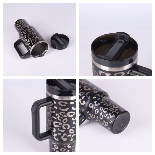 40 Oz Tumbler With Handle Straw Insulated, Stainless Steel Spill Proof Vacuum Coffee Cup Tumbler With Lid Tapered Mug Gifts Suitable For Car Gym Office Travel